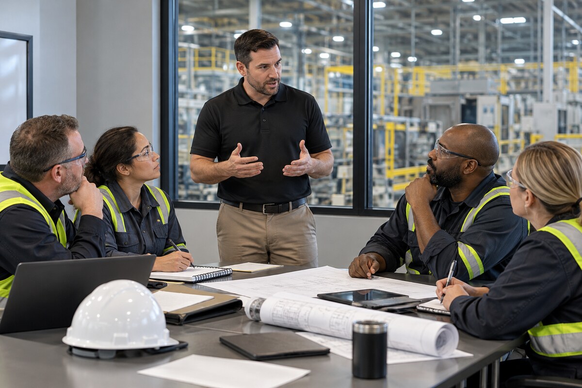 Industrial Leadership & Communication — illustrative safety training photograph